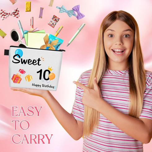 10th Birthday Gifts for Girls, Makeup Bag for Girls Daughter Sister, Sweet 10 Year Old Girl Birthday Gift Ideas, Cosmetic Bag with Girls Birthday ...