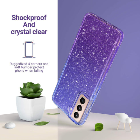 ULAK Galaxy S21 Case, Clear Glitter Case Sparkly Soft TPU Bumper Bling Cover for Women Girls Transparent Protective Phone Case for Samsung Galaxy ...