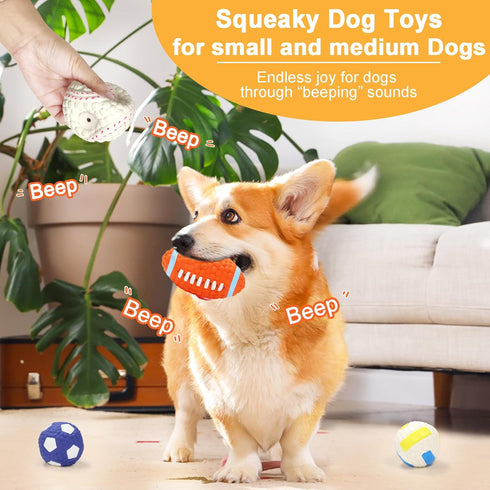 2.4" Squeaky Latex Dog Toy Ball Sports Balls Sets, Soft, Bouncy & Durable for Small Medium Dogs Puppy Interactive Chew Toys 5 Pcs/Set...