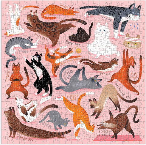 Galison Yoga for Cats 500 Piece Puzzle from Galison - 20" x 20" Jigsaw Puzzle, Bright and Bold Artwork, Thick and Sturdy Pieces, for Cat Lovers!...