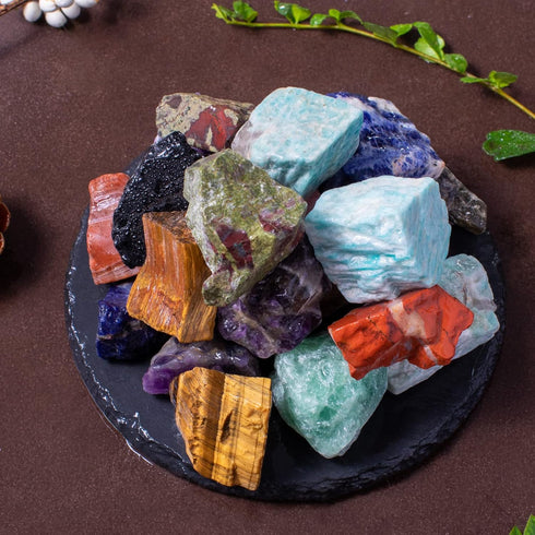 1 lb Bulk Assorted Stones Large 1" Natural Raw Stones Crystal for Tumbling, Cabbing, Fountain Rocks, Decoration,Polishing, Wire Wrapping, Wicca Re...