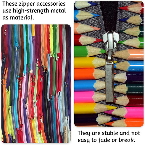 WILLBOND 60 Pieces Metal Zipper Insertion Pin 4 Sizes Zipper Repair Kit Latch Slider Retainer for Jackets Coats 3 Colors DIY Sewing Replacement, S...