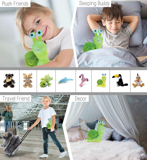 DolliBu Green Snail Plush - Super soft stuffed animal Snail, Cute Realistic Stuffed Animal Snail Toy for Boys and Girls, Adorable Plush Animal Sna...