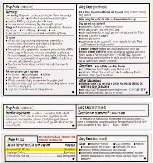 Rite Aid Severe Sinus Medicine and Nasal Decongestant, Maximum Strength - 20 Caplets | Sinus Relief | Pain Relief | Multi-Symptom Cold and Flu Med...
