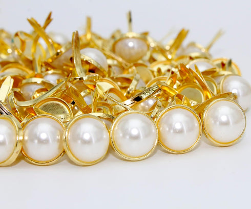 12 x 18mm White Imitation Pearl Brads Paper Fastener for Scrapbooking Card Making Wedding Craft (100pcs)...