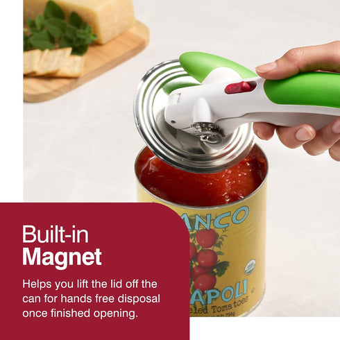 Zyliss Lock N' Lift Can Opener - Manual Can Opener with Built-In Magnet - Safety Can Opener with Stainless Steel Wheel - Handheld Kitchen Tool & G...