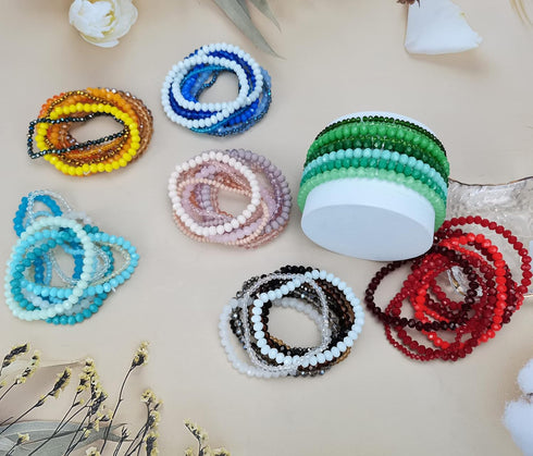YBMYCM 22-60PCS 8mm Gemstones Beaded Bracelets Round Bead Crystal Bracelets for Women,Elastic Stretch Adjustable Bracelet Unisex...