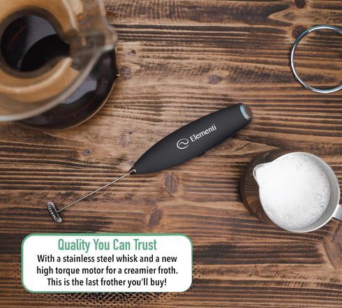 Elementi Milk Frother Wand & Drink Mixer Handheld, Protein Mixer, Milk Frother Handheld Mixer, Coffee Mixer Wand, Coffee Stirrers Electric Mini Mi...