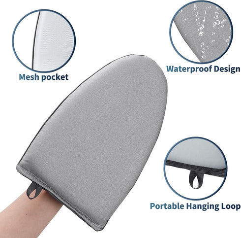 Garment Steamer Ironing Gloves with Finger Loop, Portable Anti Steam Glove, Hanging or Standing Garment Ironing Machine Board, Heat Resistant Stea...