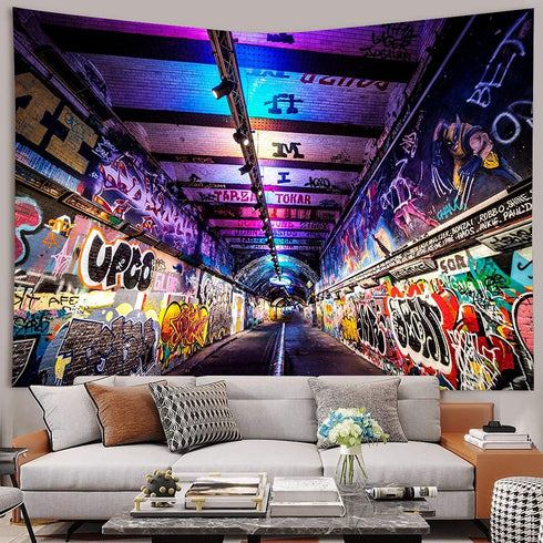 MEETSIOY Graffiti Wall Tapestry 80x60 Inches Street Creative Art Wall Art Hanging Decor GTLHMT1026...