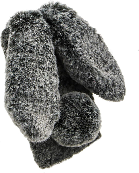3D Bunny Ears Plush Case for Samsung Galaxy A12 with Crossbody Strap, Winter Warm Handmade Bling Diamond Soft Rabbit Fluffy Furry Fur Shockproof P...