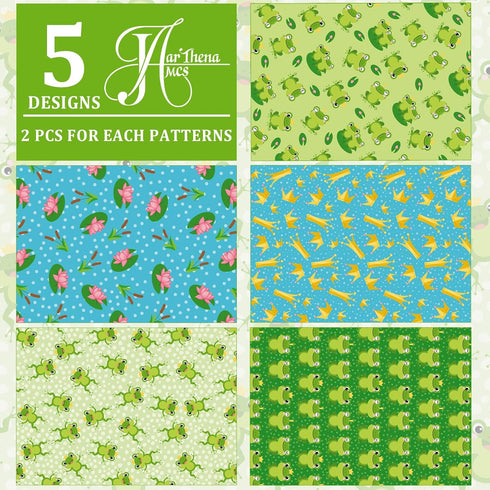 JarThenaAMCS 10 Sheet Cute Frog Wrapping Paper -Not Roll- Lotus Leaf Lotus Flower Gift Wrap Paper Bulk Green Folded Flat DIY Craft Paper for Birth...