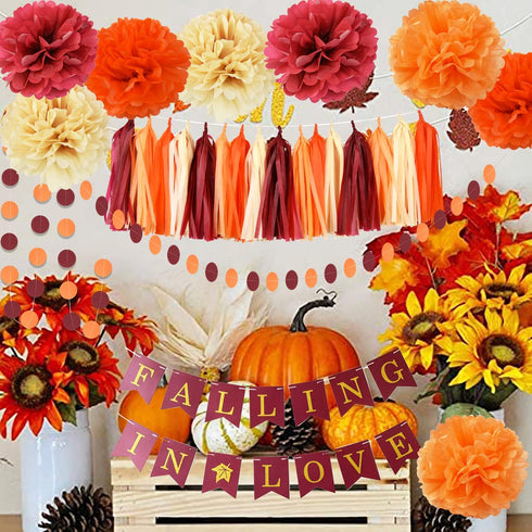 Fall Bridal Shower Decorations/Thanksgving Decorations Wine Burgundy Champagne Orange /Fall In Love Banner Burgundy Fall Wedding Orange Maroon Bur...