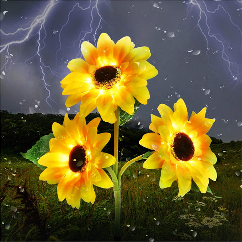 Outdoor Solar Garden Stake Lights,Upgraded LED Solar Powered Light with 3 Sunflower, Waterproof Solar Decorative Lights for Garden, Patio, Backyar...