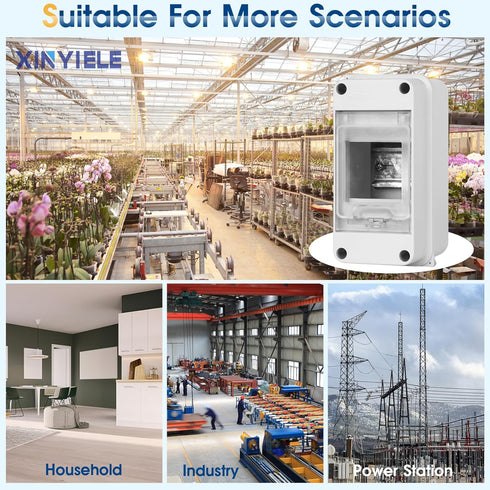 Waterproof Distribution Protection Box, ABS Plastic Breaker Electrical Box and Transparent Cover IP65, for Indoor Outdoor Wall Circuit Breaker (HT...