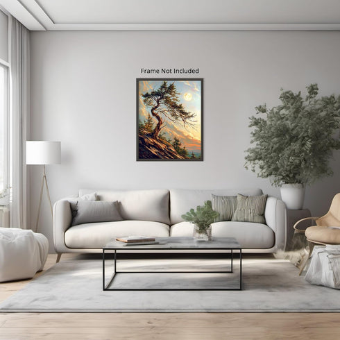 Posterizer 1 pcs-oil painting style art-mystical tree on mountain 1-Landscape & Nature Art Gift for Men Women Entrepreneur Teens Decor for Home ...