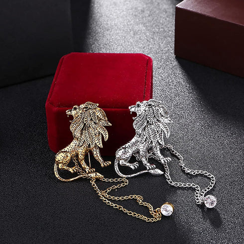 Vintage Animal Tassel Chain Pin Brooch for Men Women,Punk Buck Suit Tie Lapel Pin,Deer Ram Owl Rhinestone Collar Chain Pin for Boyfriend Gifts...