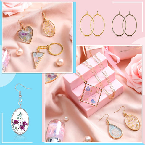 Inbagi 180 Pieces Open Bezels for Resin Jewelry Making Kit Hollow Frame Pendants Resin Craft Assorted Geometric Frame Charms for Resin Casting Nec...