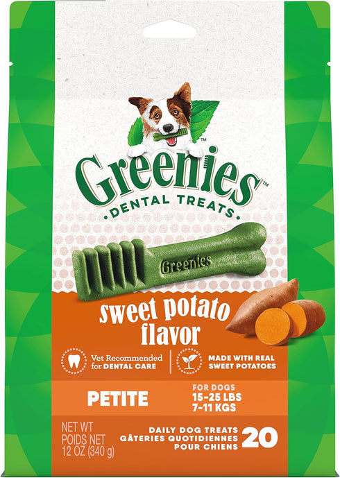 Greenies Petite Natural Dog Dental Treats, Sweet Potato Flavor, 12 oz. Pack (20 Treats)...