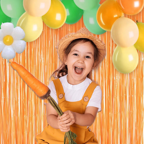 Orange Tinsel Curtain Party Backdrop - GREATRIL Foil Fringe Curtain Party Streamers for Fall/Thanksgiving Day/Birthdays/Doorway/Easter/Coco Theme/...