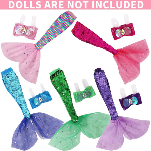 UNICORN ELEMENT 5 Pcs 11.5 Inch Girl Doll Mermaid Tail Clothes and Doll Accessories Mermaid Tail Summer Dress Swimsuit Bikini for 11.5 Inch Girl D...