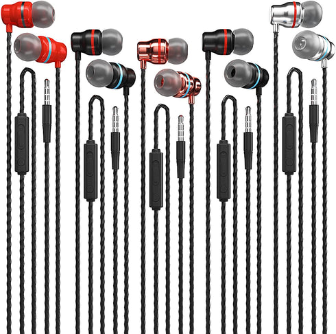 Earbuds Wired with Microphone, 5 Pack Wired Headphones with Heavy Bass, High Definition, Noise Isolating Earphones Wired 3.5mm Jack......