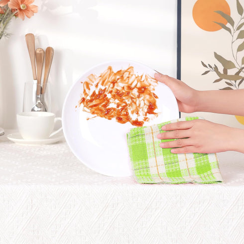 uxcell Kitchen Dish Cloths for Washing Cleaning 14" x 16" Absorbent Dish Rags Drying Dish Towels 10 Pack Green...