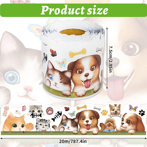 65.6ft Cats Dogs Bulletin Board Borders Straight Rolled Border Trim Decoration for School Classroom Offices Blackboards Drawing Boards Desks Windo...