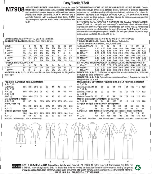 McCall's Patterns McCall's Women's Romper and Jumpsuit Sewing, Sizes 14-22 Patterns...