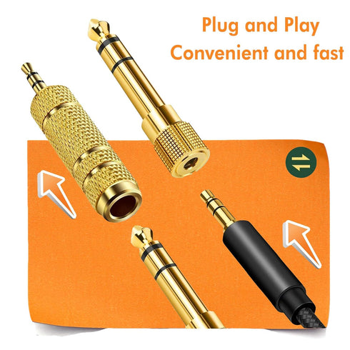 Headphone Adapter 6.35mm (1/4 Inch) Male to 3.5mm (1/8 Inch) Female and 3.5 mm Male Plug to 6.35 mm Female Jack, Audio Stereo TRS Converter Adapte...