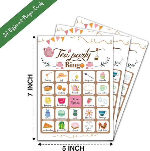 Tea Party Bingo Game, Party Games with 24 Players, Family Activities, Bingo Cards for Party Supplies, Party Favors Gifts for Young Adults - tea04...