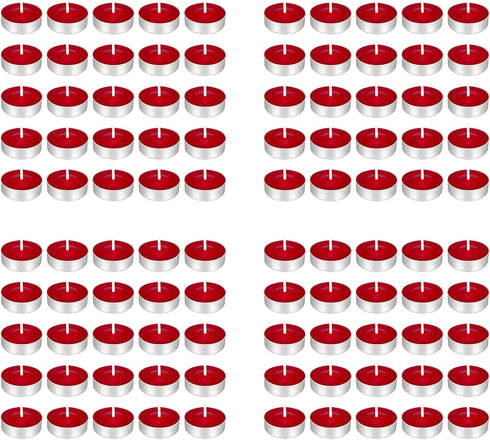 Mega Candles 100 pcs Unscented Red Tea Lights Candles, Pressed Wax Candle 3.5 Hour Burn Time, Home Décor, Wedding Receptions, Baby Showers, Birthd...