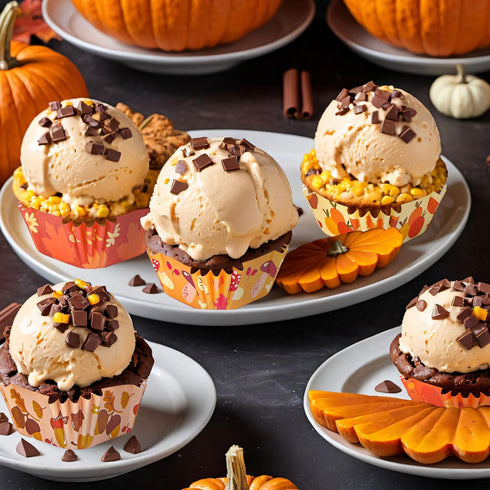Whaline 600Pcs Fall Thanksgiving Autumn Mini Square Cupcake Liners Pumpkin Leaf Acorn Cupcake Wrappers Harvest Muffin Baking Cup for Holiday Weddi...