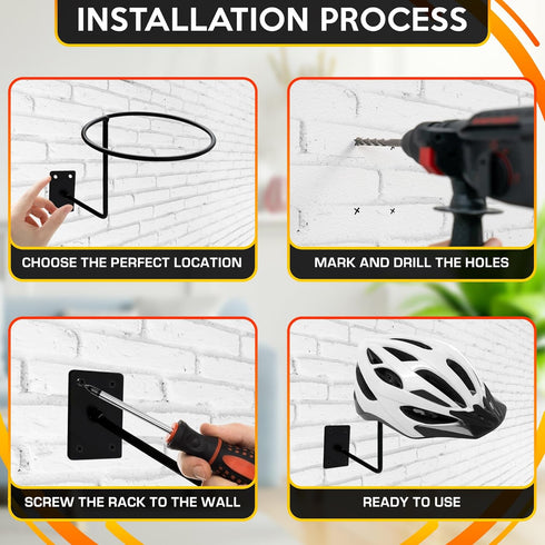 BURIUS 9 Pcs Helmet Holder Wall Mount - Reliable Cowboy Hat Holder for Wall Made of Sturdy Metal, Easy & Firm Installation for Convenient Storage ...