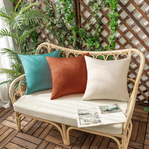 Woaboy Set of 2 Outdoor Waterproof Throw Pillow Covers Rust Decorative Farmhouse Solid Cushion Cases for Bed Sofa Couch Car Living Room 16x16 inch...