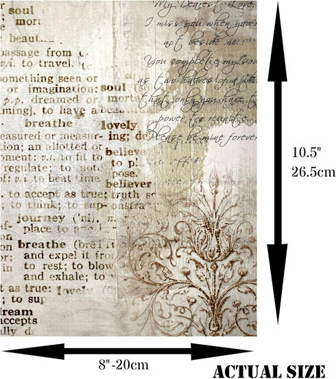 Antique Background Mulberry Rice Paper, 8 x 10.5 inch - 6 x Different Printed Mulberry Paper Images 30gsm Visible Fibres for Decoupage Crafts Mixe...