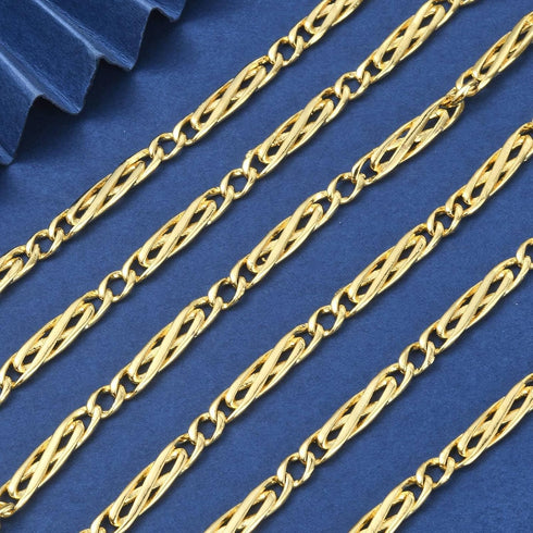 Airssory 18K Gold Plated Figaro Brass Chain Golden Color Link Chain for DIY Jewelry Necklace Bracelet Supplies Craft Accessories 3.28 Feet (1M)...