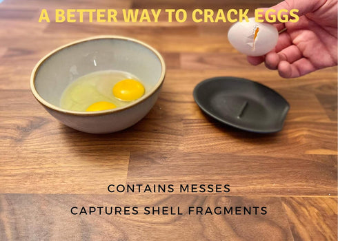 Crack'em Egg Cracker & Spoon Rest - Patriot Pack (Red, White, & Blue) - Perfectly Cracks Eggs & Contains Messes - Easy to Use & Clean - Great for ...