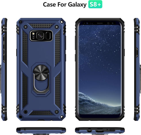 Samsung Galaxy S8 Case with HD Screen Protectors (NOT fit S8 Plus), Androgate Military-Grade Metal Ring Holder Kickstand 15ft Drop Tested Shockpro...