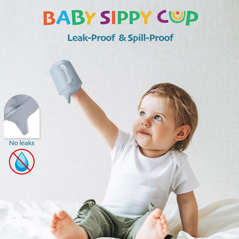Leeleelon® Silicone Sippy Cups for Baby, Leak-Proof Sippy Cups for Baby & Toddler with Handles, Soft Spout Sippy Cup for Infants, 6+ Months, 6oz/1...