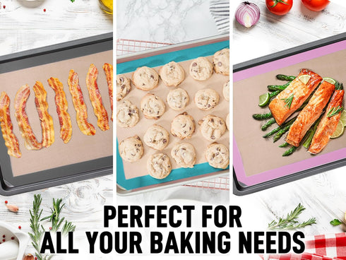 Zulay Kitchen 16.5"x11.6" 2-Pack Silicone Baking Mat Sheet - Reusable Silicone Baking Sheet - Easy & Convenient Nonstick Baking Supplies - Silicon...