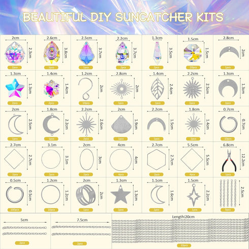 H&D HYALINE & DORA DIY Crystal Suncatcher Assembly Craft Kits for Adults 215pcs Rainbow Prisms Beads Pendant Crystal Window Sun Catchers Hanging O...
