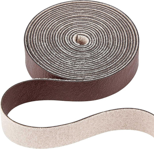 GORGECRAFT 1/2" Wide Dark Brown Faux Grain Buffalo Leather Strip Cord 79" Long Single Sided Leather Roll 1.2mm Thick Matte Synthetic Leather Cord ...