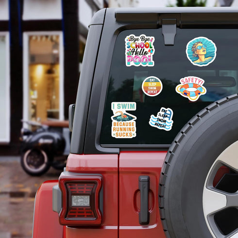 50 PCS Swimming Stickers Swim Decal Vinyl Waterproof Aesthetic for Laptop Water Bottles Luggage Computer Phone Case Skateboard Car Perfect Gifts f...