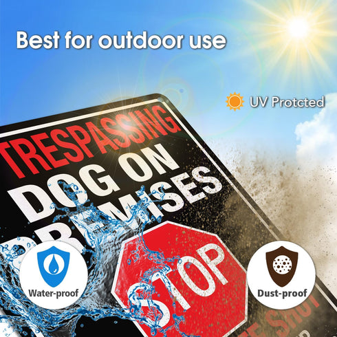 No Trespassing Dog On Premises Sign, 12"×8" Beware Of Dog Signs for Fence,Do Not Enter Aluminum Sign, Fade Resistant/Waterproof, Indoor or Outdoor...