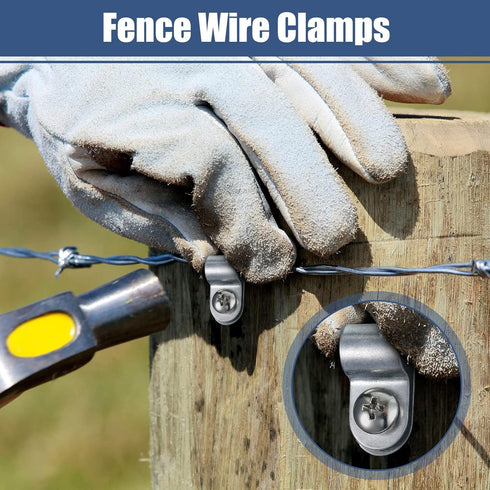60 Pcs Wire Fence Clips Fence Wire Clamps Cattle Panel Clamps with 60 Pcs Screws Aluminum Mounting Clips for Vinyl, Wood or Metal Fence...
