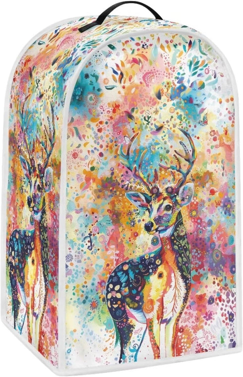 Deer Pattern Blender Dust Cover,Watercolor Fingerprint Protection Cover for Juicers or Coffee Maker,Home Kitchen Appliance Cover for Stain Dust Re...