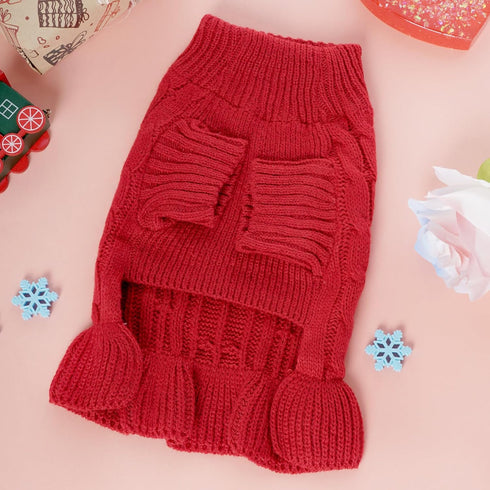 Small Dog Sweater Pet Christmas Sweater Dress for Dogs Cat Pet for Winter Christmas Holiday Breathable Ruffle Hem Design (Red, Large)...