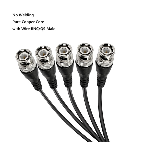 MEIRIYFA BNC Pigtail Cable Bare Wire, BNC Male Coaxial Connector Extension Plug with Open End Wire for CCTV Camera Terminal Adpater (5pcs BNC Male...