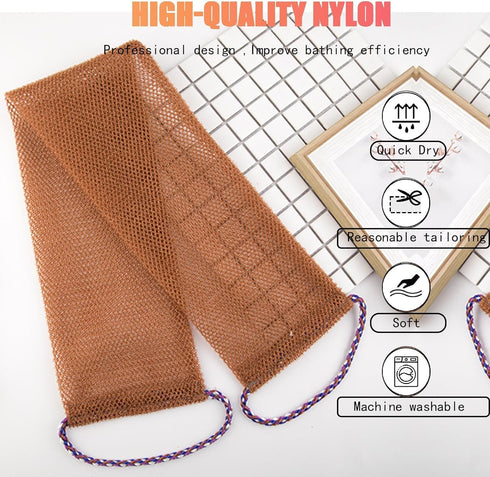 3 Pcs African Exfoliating Net Sponge, Washcloth Scrubber Shower Essentials African net Bath Sponges Bathing Shower Cloth Kit for Back, Body, Face-...